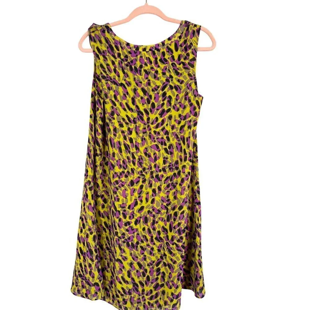 Retro Animal Print Tank Dress M Green Midi Tropical Safari Floral Colorful Indie - Picture 5 of 12